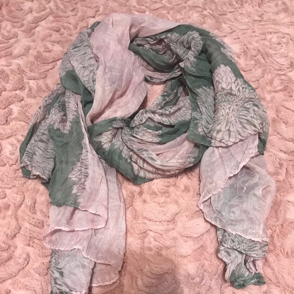 Pink gray flower scarf / hijab